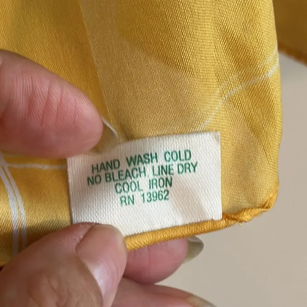 Vintage mid Century I.Shalom & Co navy blue, yellow &‎ white polyester scarf